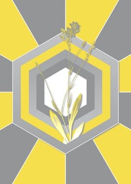 Gray and Yellow Floral Art