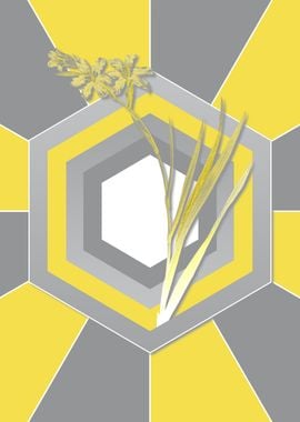 Gray and Yellow Floral Art