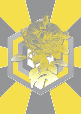 Gray and Yellow Floral Art