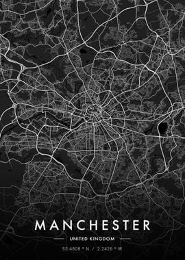 Manchester City Map Dark