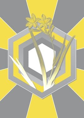 Gray and Yellow Floral Art