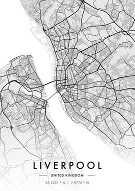 Liverpool City Map White