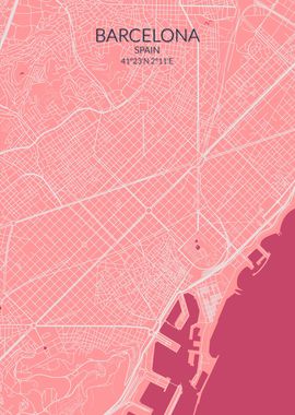 Barcelona Pink Rose Map