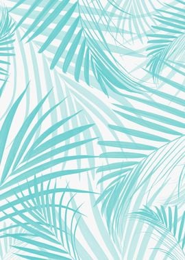 Turquoise Palm Leaves 4