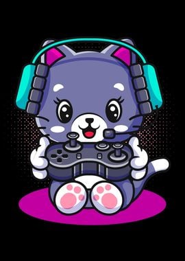 Cute Kawaii Gaming Cat