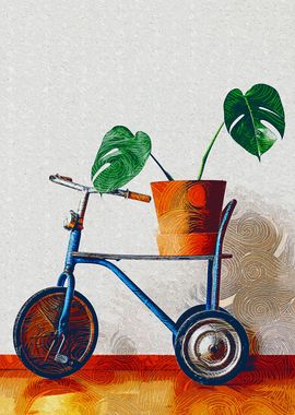 Monstera Plant On Bicycle