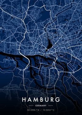 Hamburg City Map Blueprint