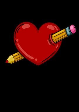 Heart With Pencil Love