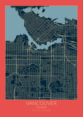 Vancouver Map Red Blue