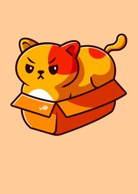 Funny Fat Cat In Box