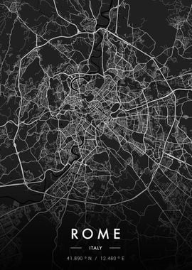 Rome City Map Dark