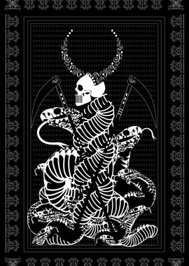 Tarot card skull death wit