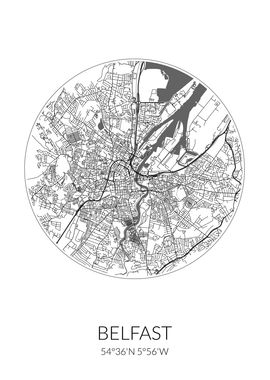 Belfast City Map White