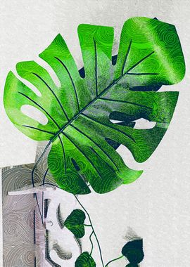 Large Monstera Leaf Art