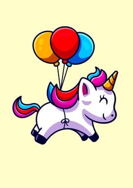 Cute Unicorn With Balloons