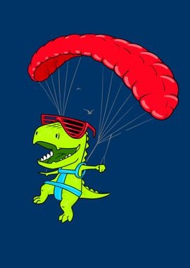 Funny Paragliding Dinosaur