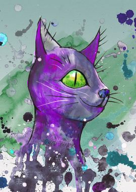 Wild purple grunge cat