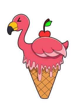 Flamingo Waffle ice cream