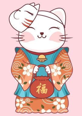 Japanese Kimono Lucky Cat