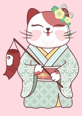 Japanese Kimono Lucky Cat