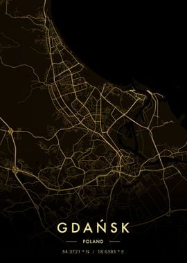 Gdansk City Map Gold