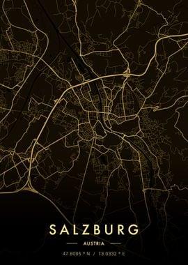 Salzburg City Map Gold