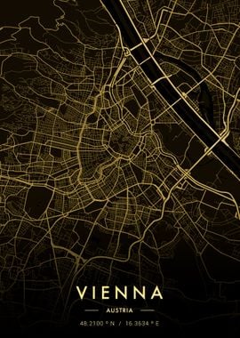 Vienna City Map Gold