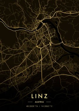 Linz City Map Gold