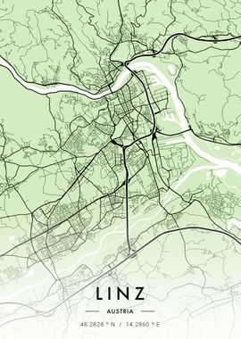 Linz City Map Green