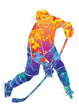 Watercolor Ice Hockey