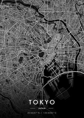 Tokyo City Map Dark