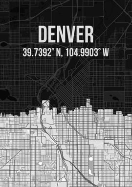 Denver City Map Skyline