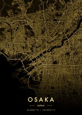 Osaka City Map Gold