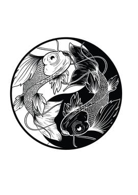 KOI YIN YANG BLACK AND