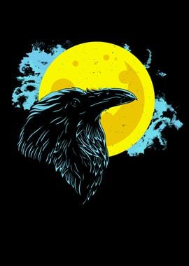 Crow With Moon Mystical