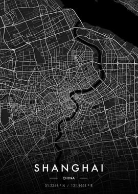 Shanghai City Map Dark