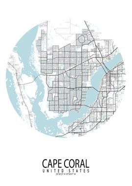 Cape Coral City Map Circle