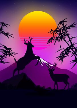 synthwave deer