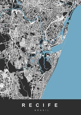 Recife Map Art Brasil