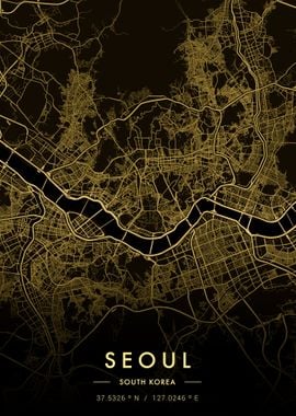 Seoul City Map Gold