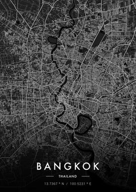 Bangkok City Map Dark