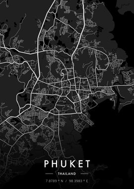 Phuket City Map Dark