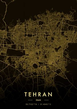 Tehran City Map Gold