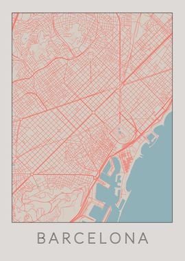 Barcelona Vintage Map