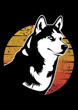 Retro Husky Husky Gift Dog' Poster, picture, metal print, paint by Patrik