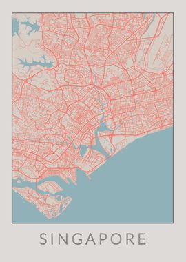 Singapore Vintage Map