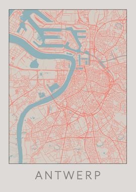 Antwerp Vintage Map