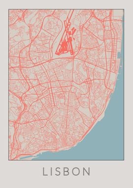 Lisbon Vintage Map