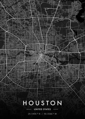 Houston City Map Dark