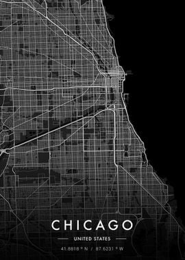 Chicago City Map Dark